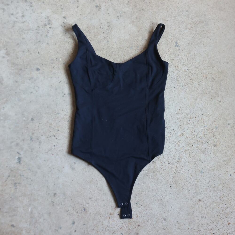 Abercrombie & Fitch Black Scoop Neck Fitted Bodysuit Soft A&F Collection M